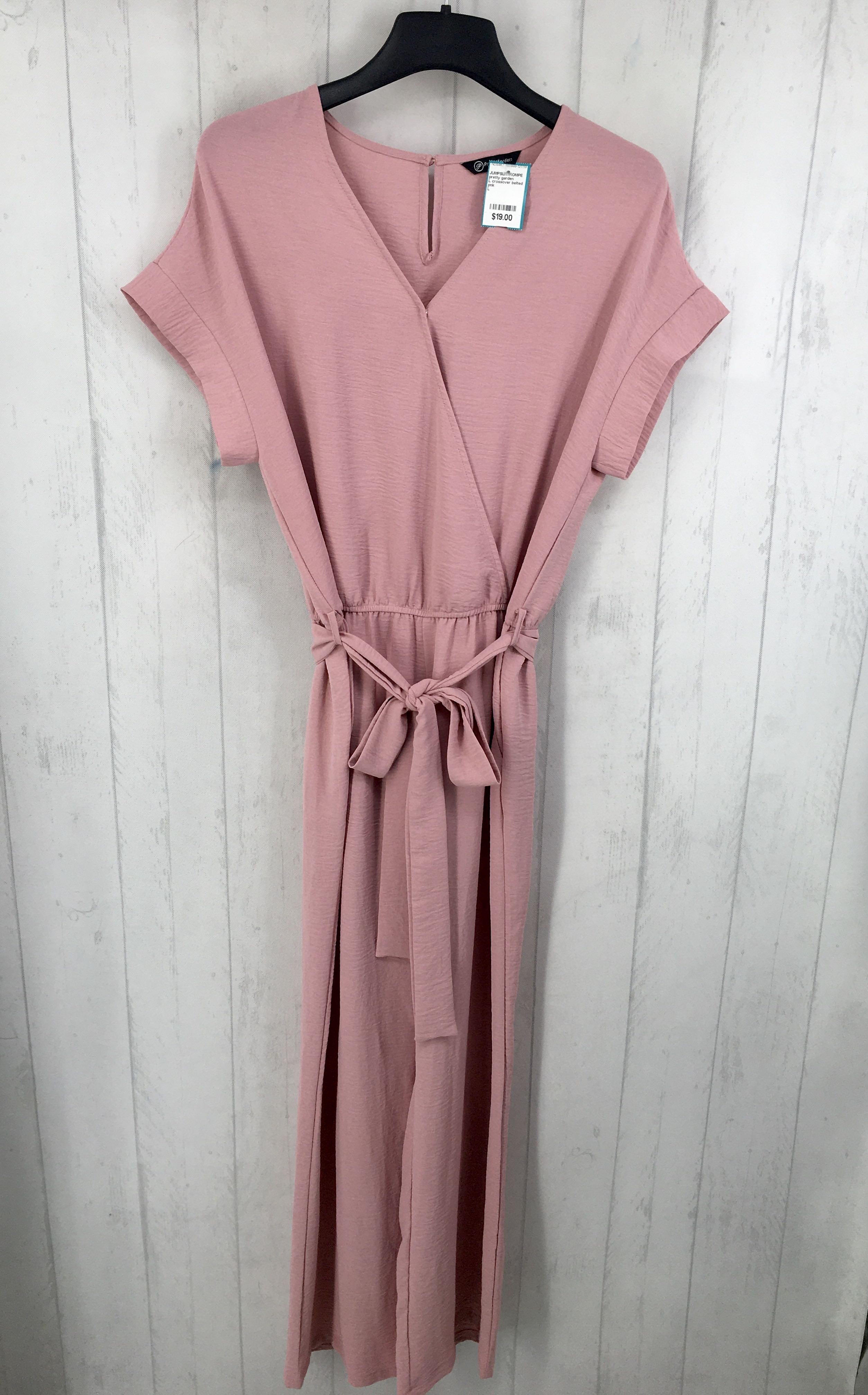 L crossover belted s/s jumpsuit