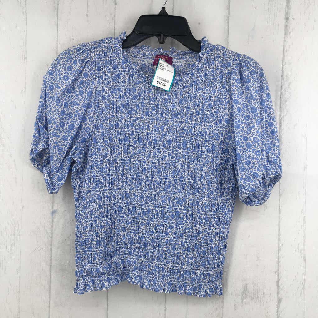 S flo print smocked s/s top
