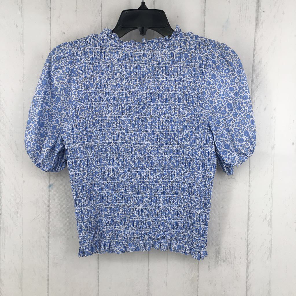 S flo print smocked s/s top