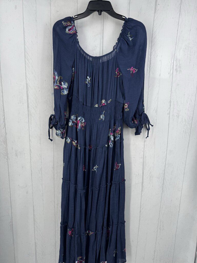 M embroidered tiered 3/4 slv dress