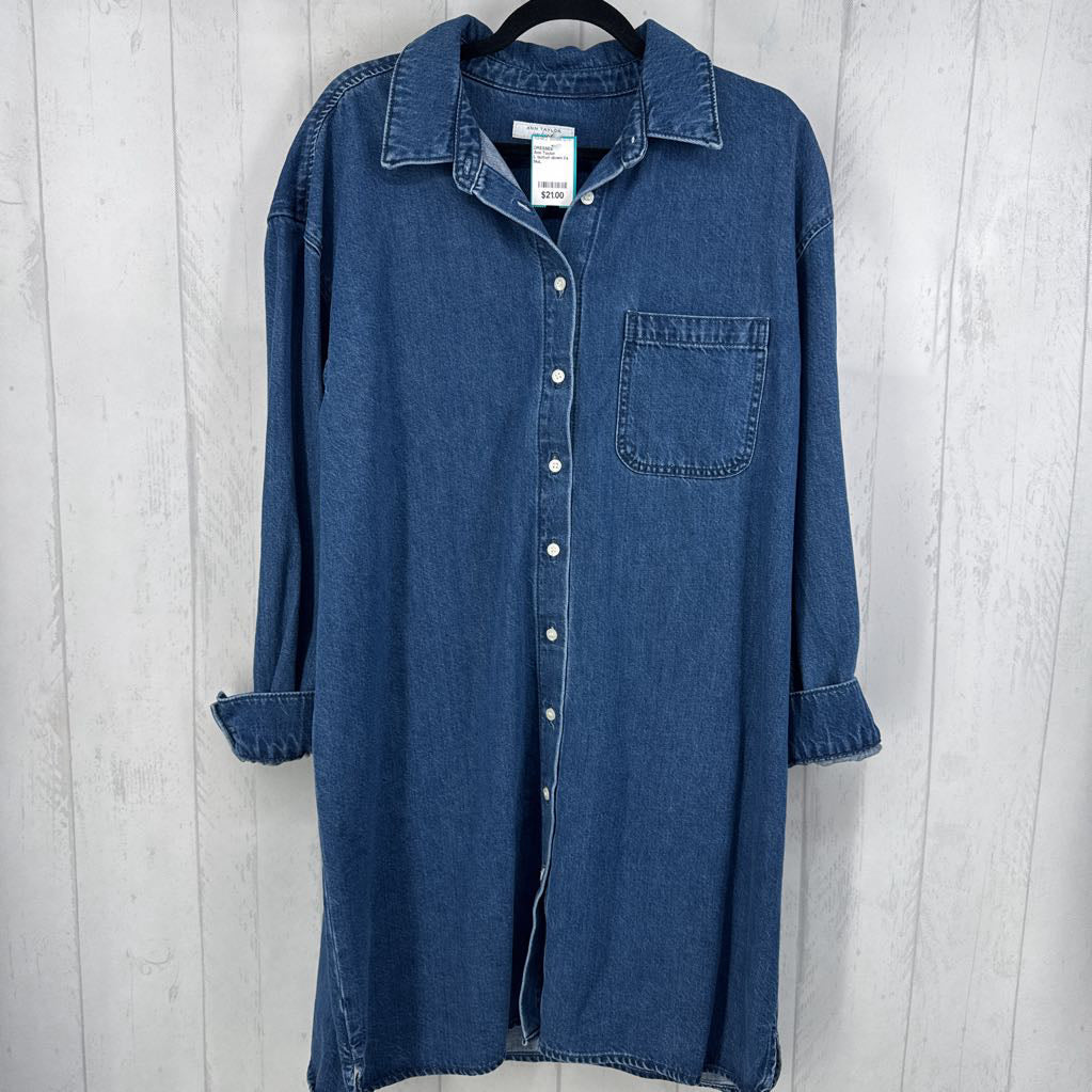 L button down l/s denim dress