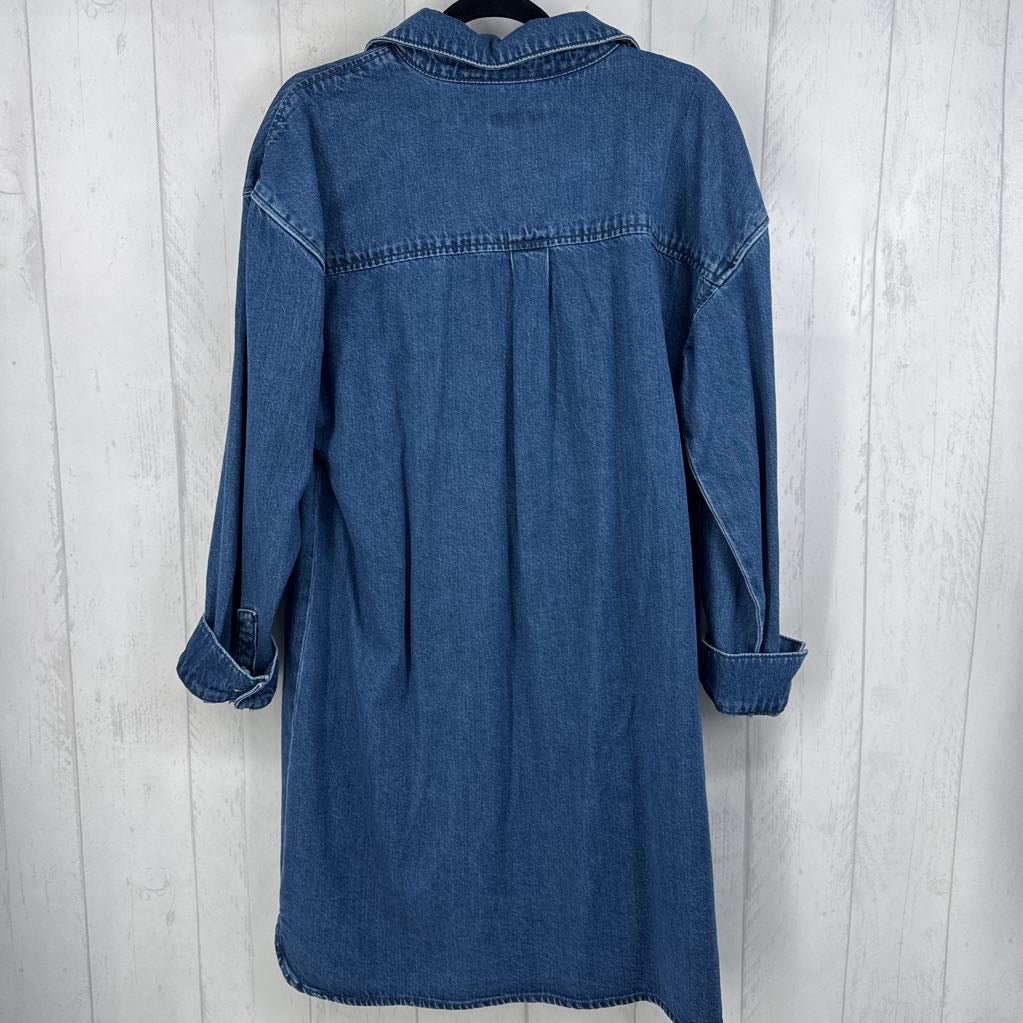 L button down l/s denim dress