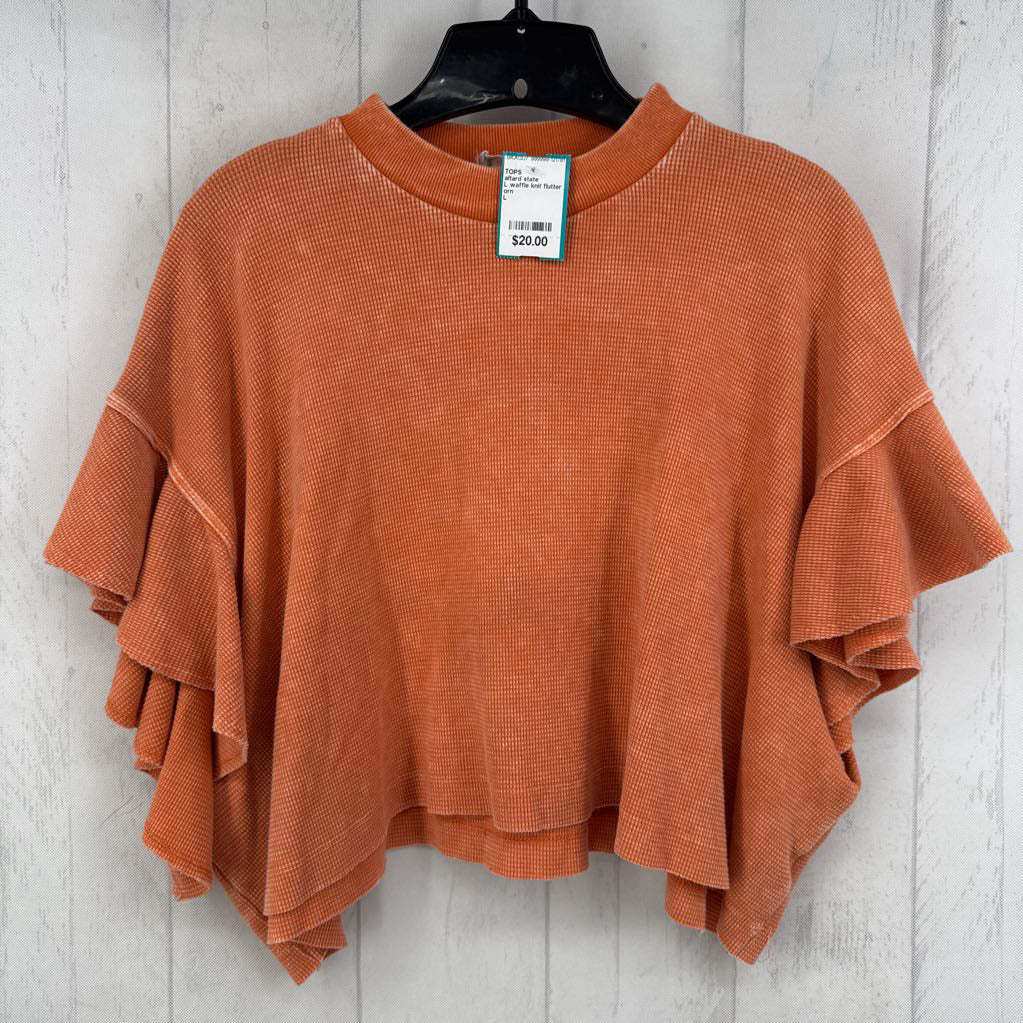 L waffle knit flutter slv top s/s