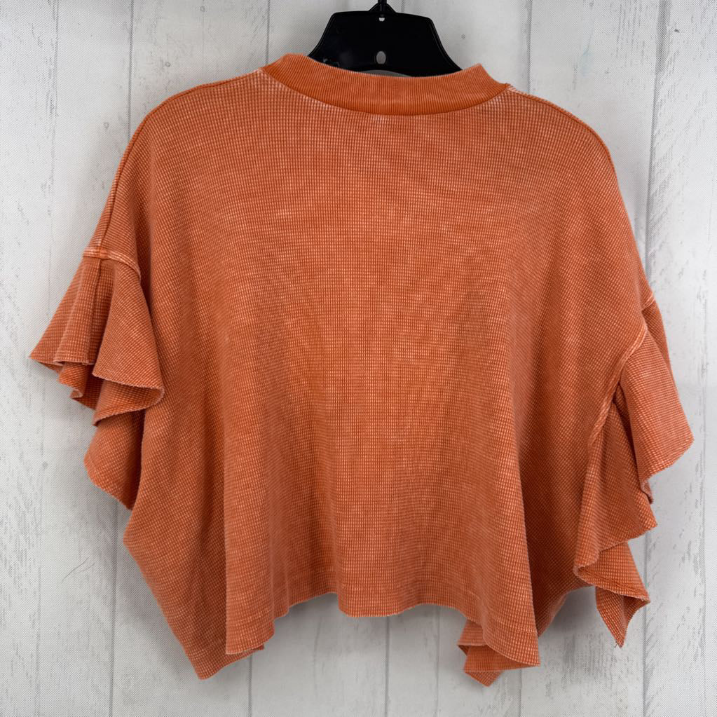 L waffle knit flutter slv top s/s