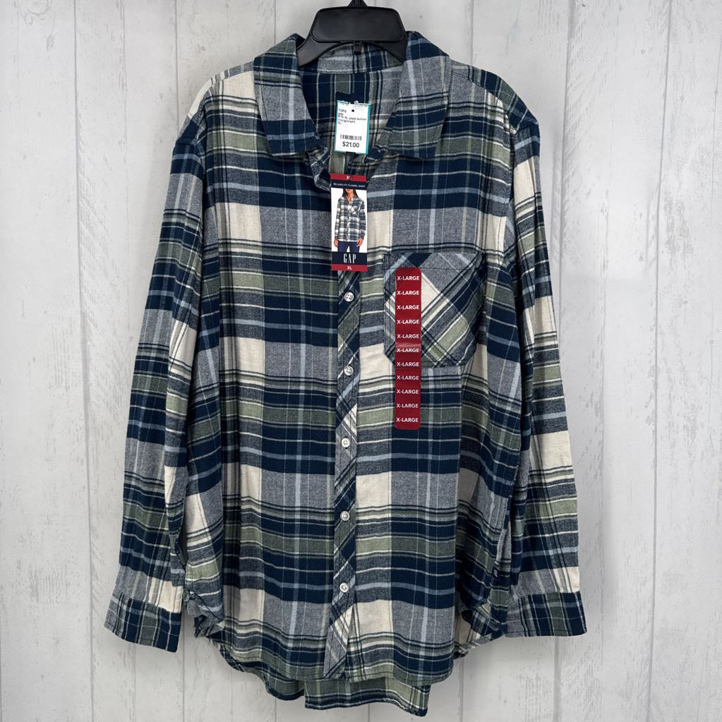 R70 XL plaid button down l/s top