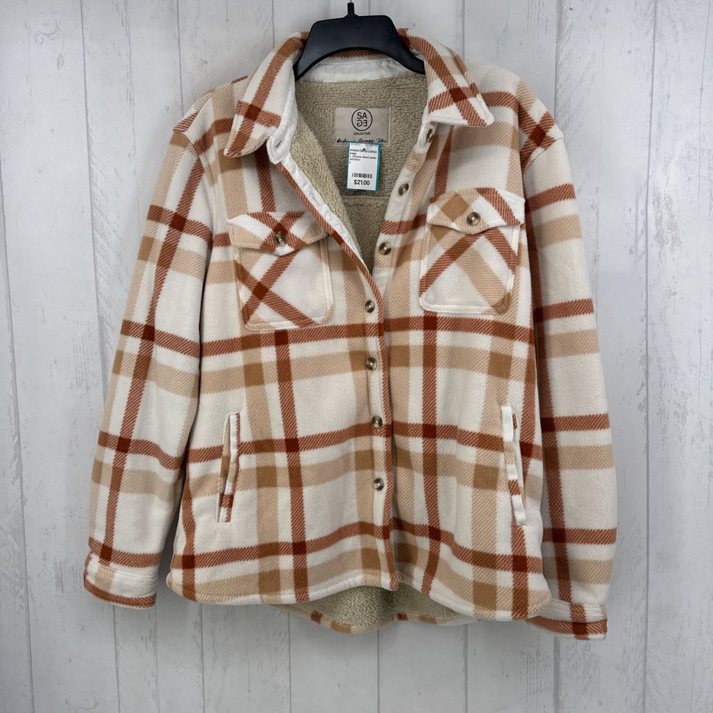 L sherpa lined plaid shacket