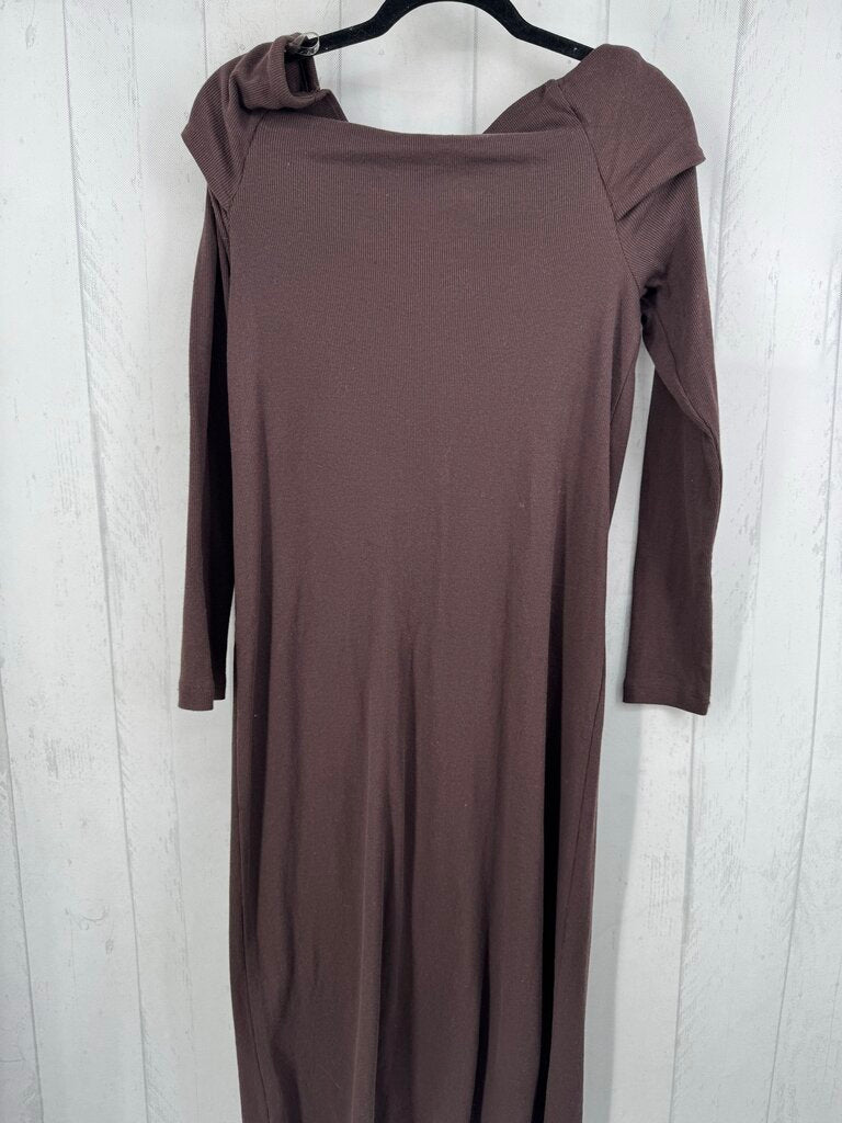 L ribbed cowl neck l/s dress