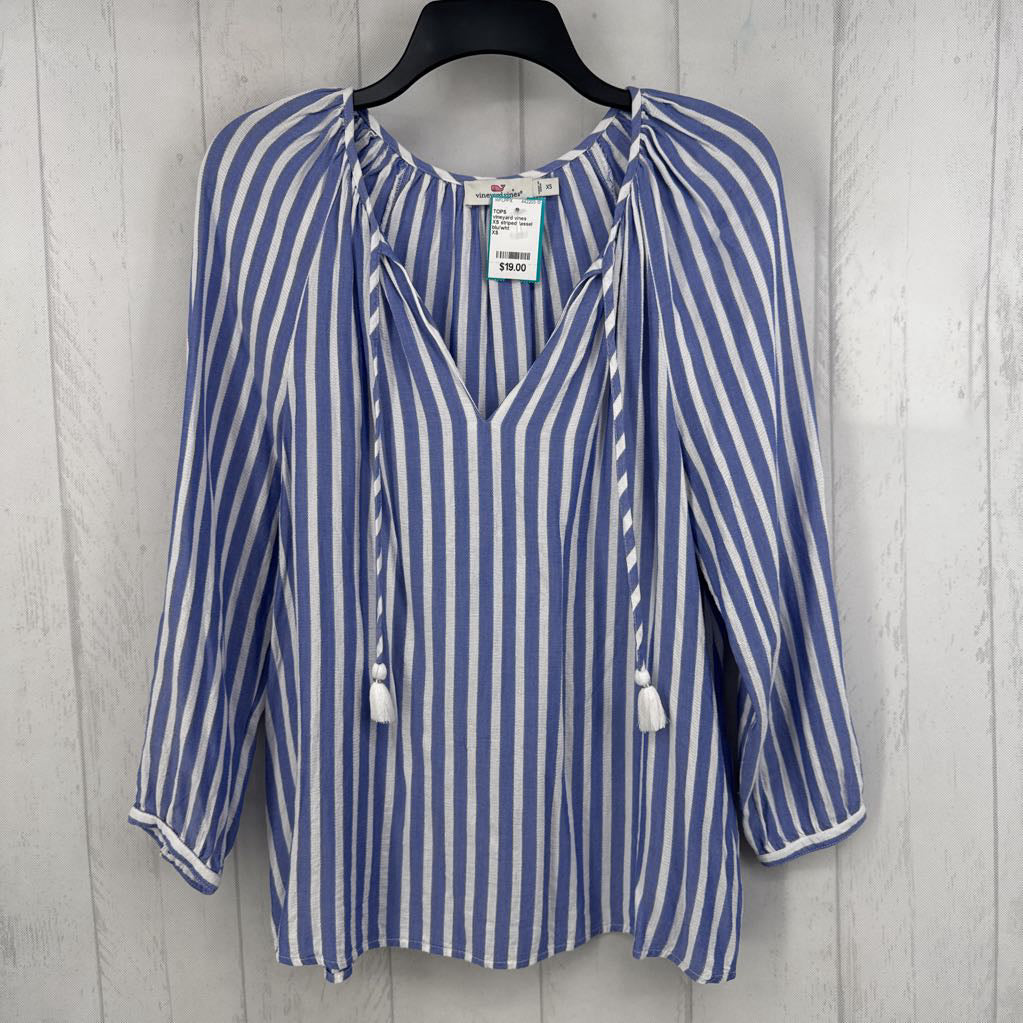 XS striped tassel tie l/s top