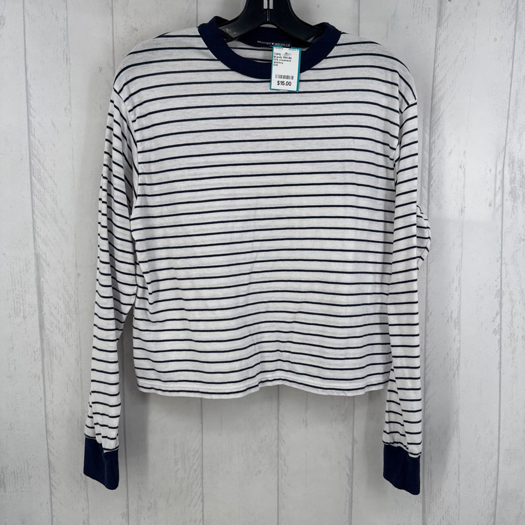 O/S crewneck striped l/s tee