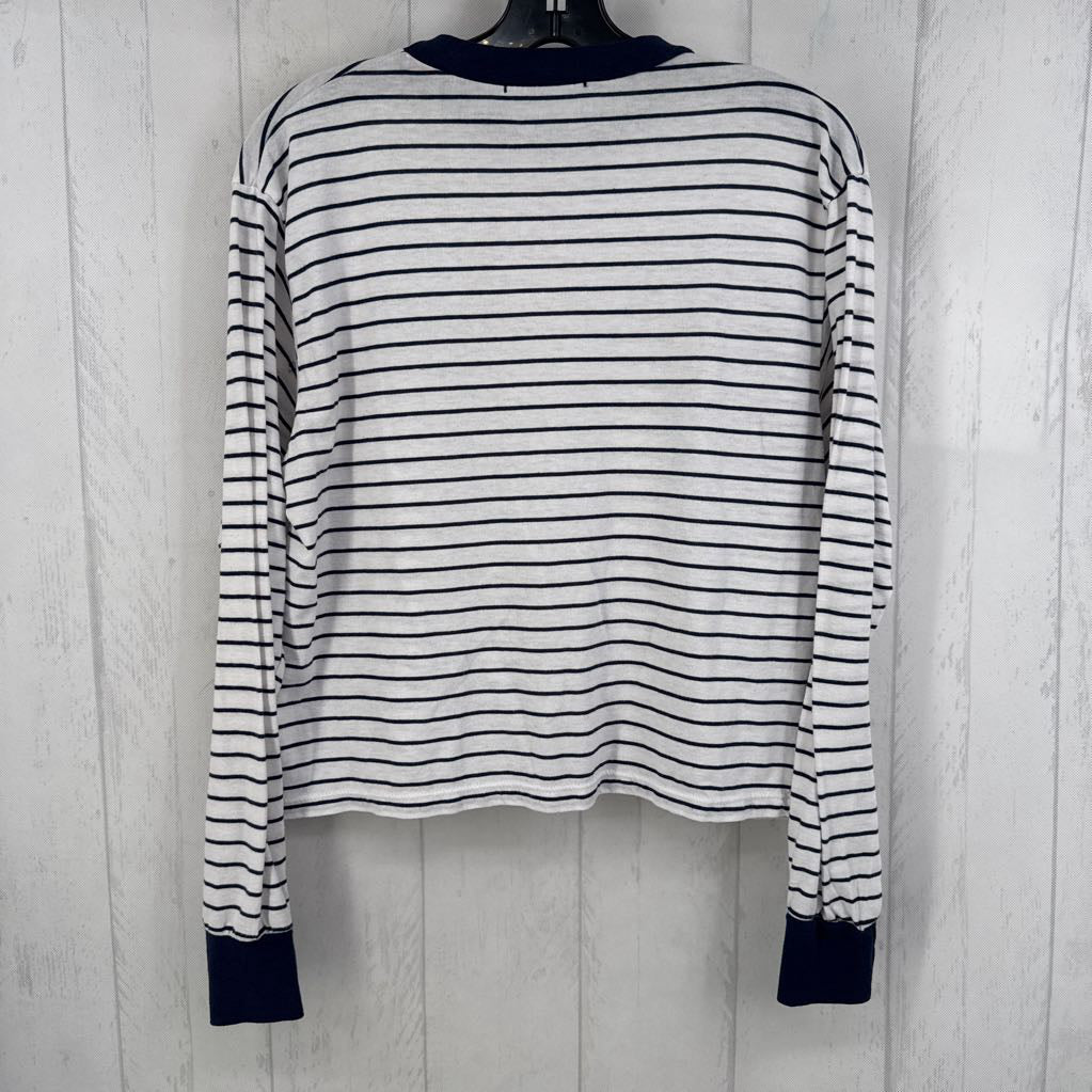 O/S crewneck striped l/s tee