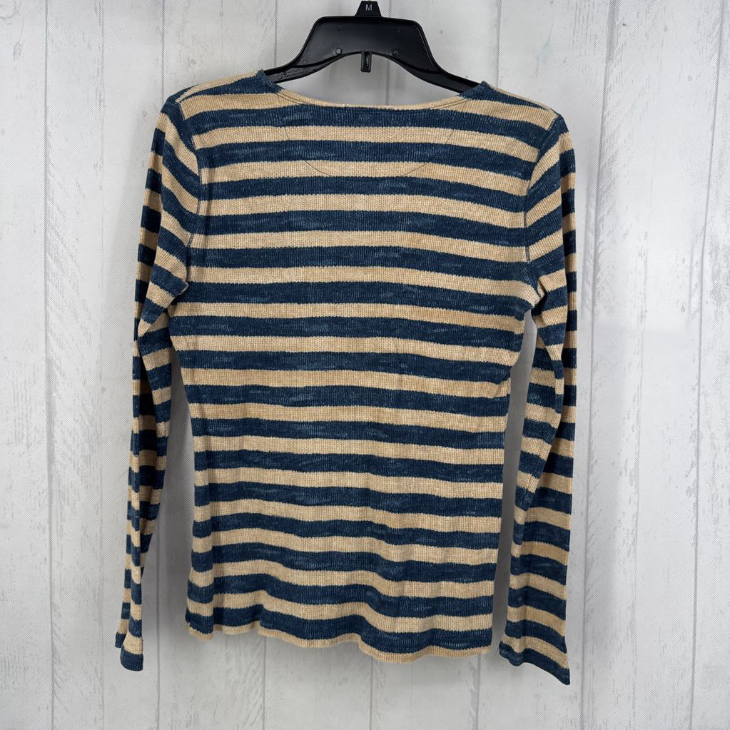 S striped lace-up l/s top