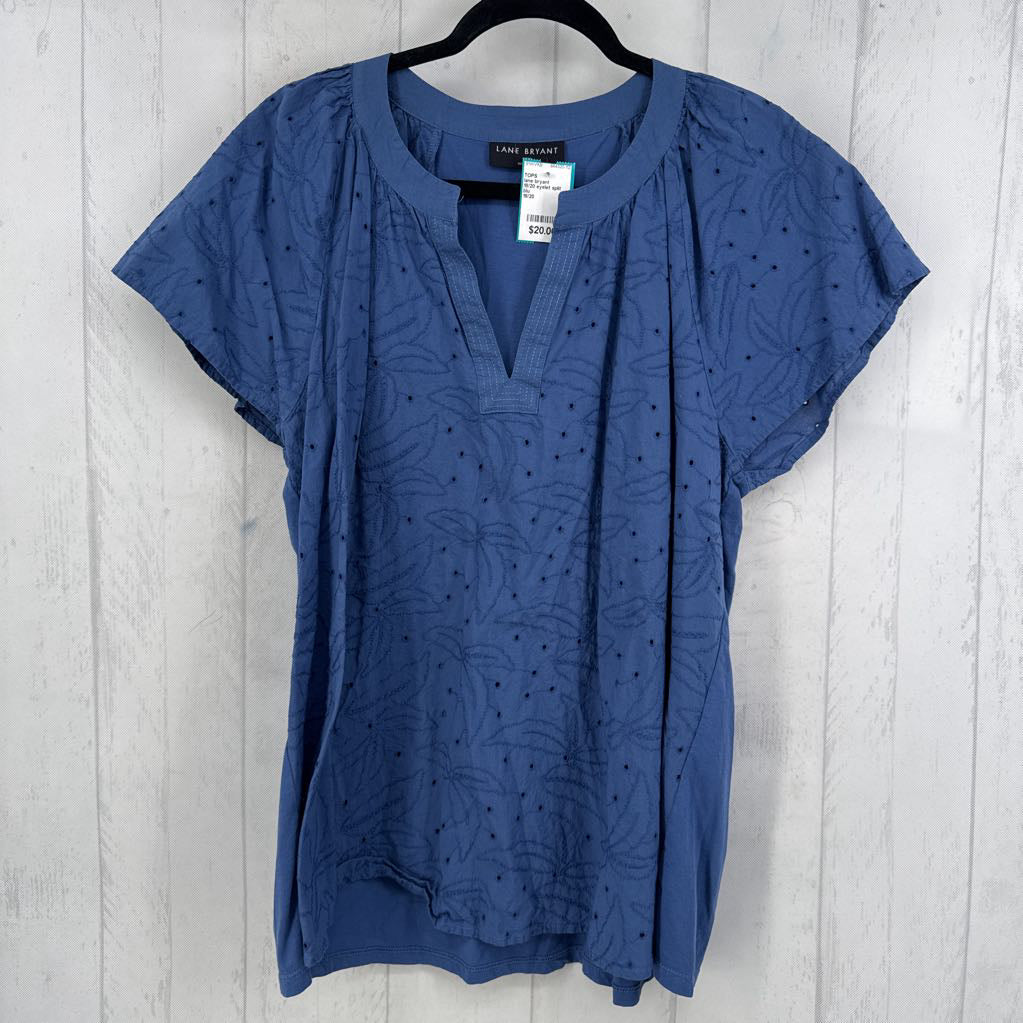 18/20 eyelet split neck s/s top