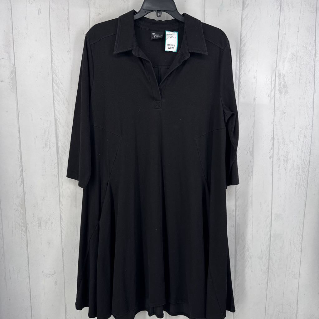 L split neck 3/4 slv dress