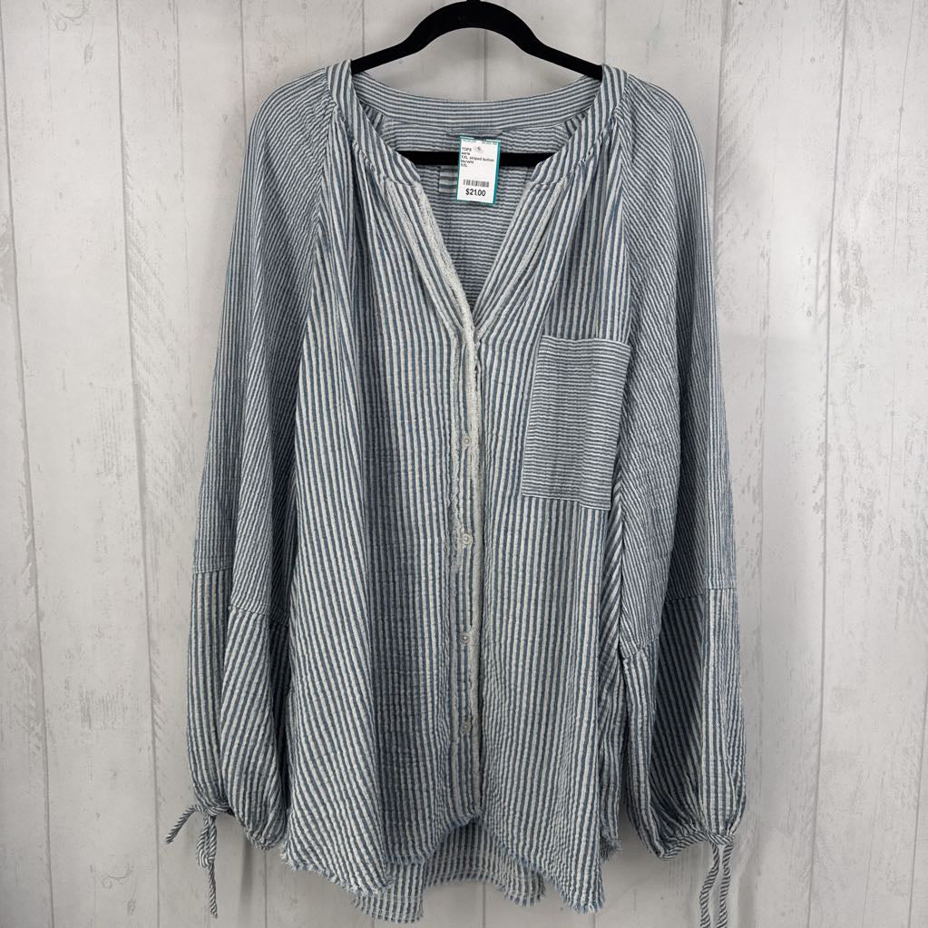 XXL striped button down l/s top