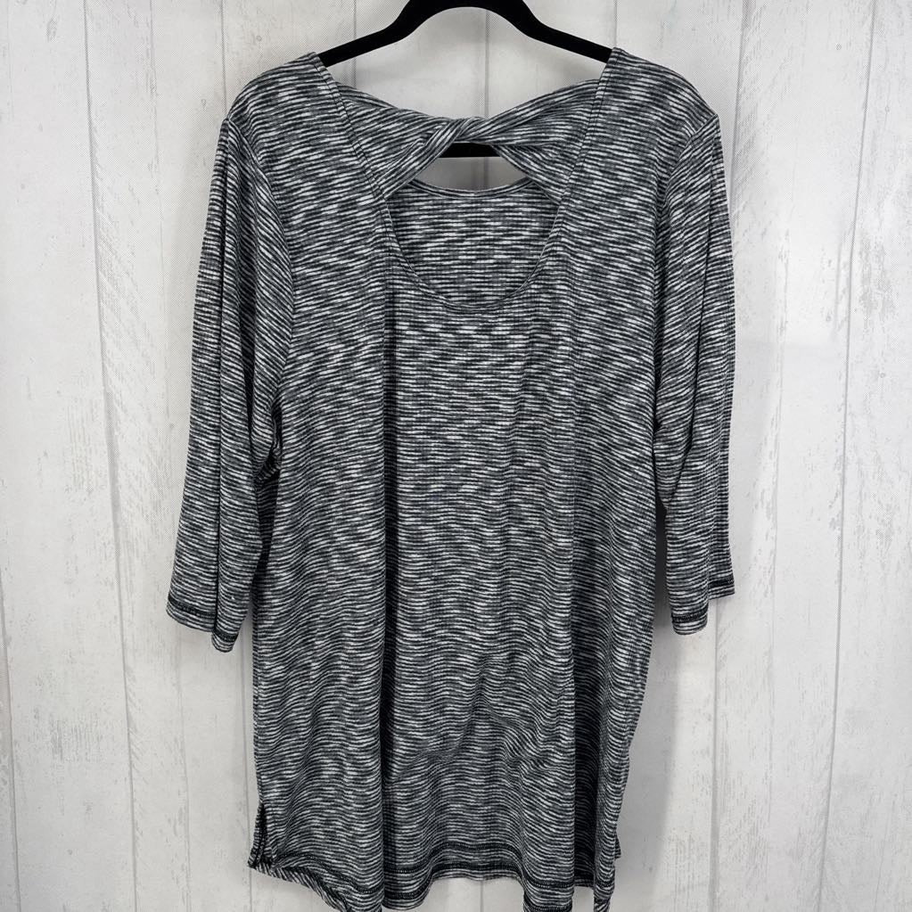 1X striped bow back 3/4 slv tunic
