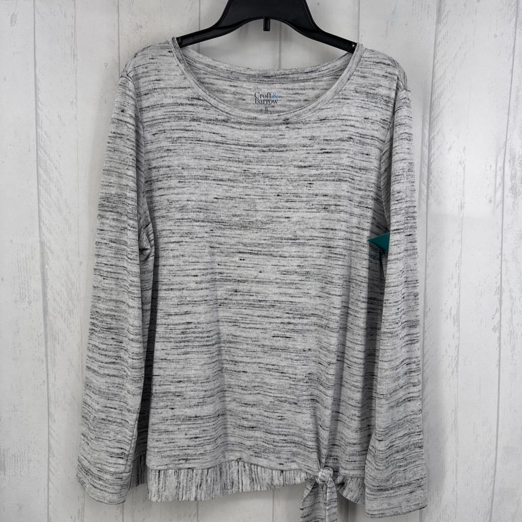 XL marled round neck l/s tee