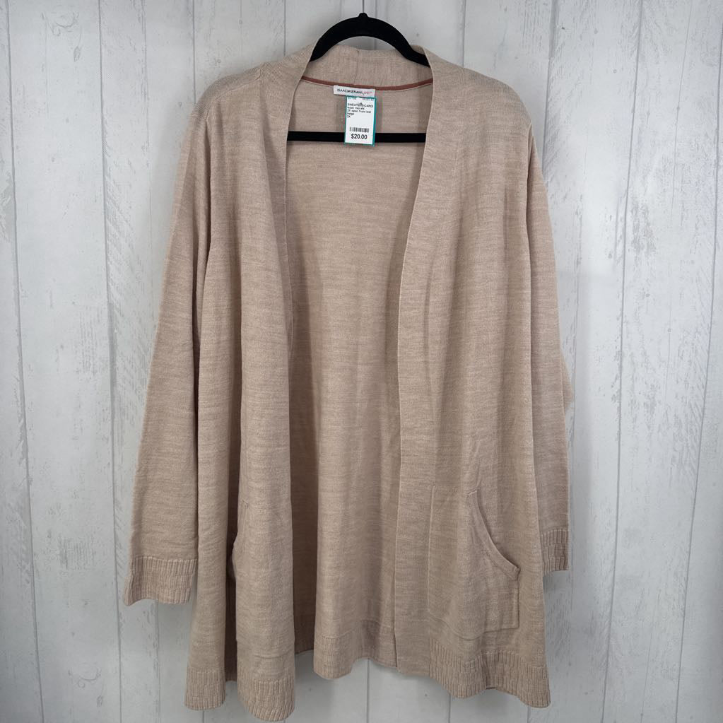 2X open front knit cardi