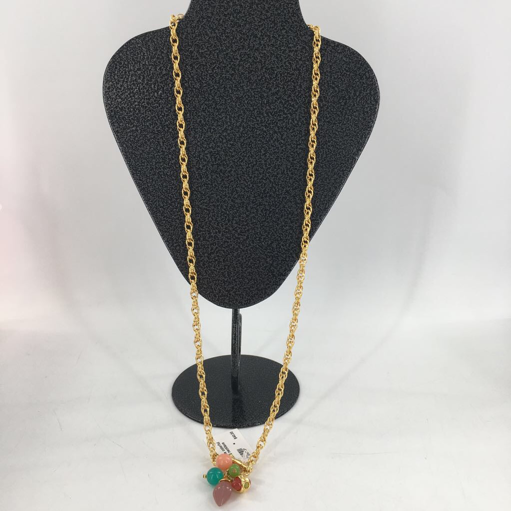 gold tone colorful beaded necklace