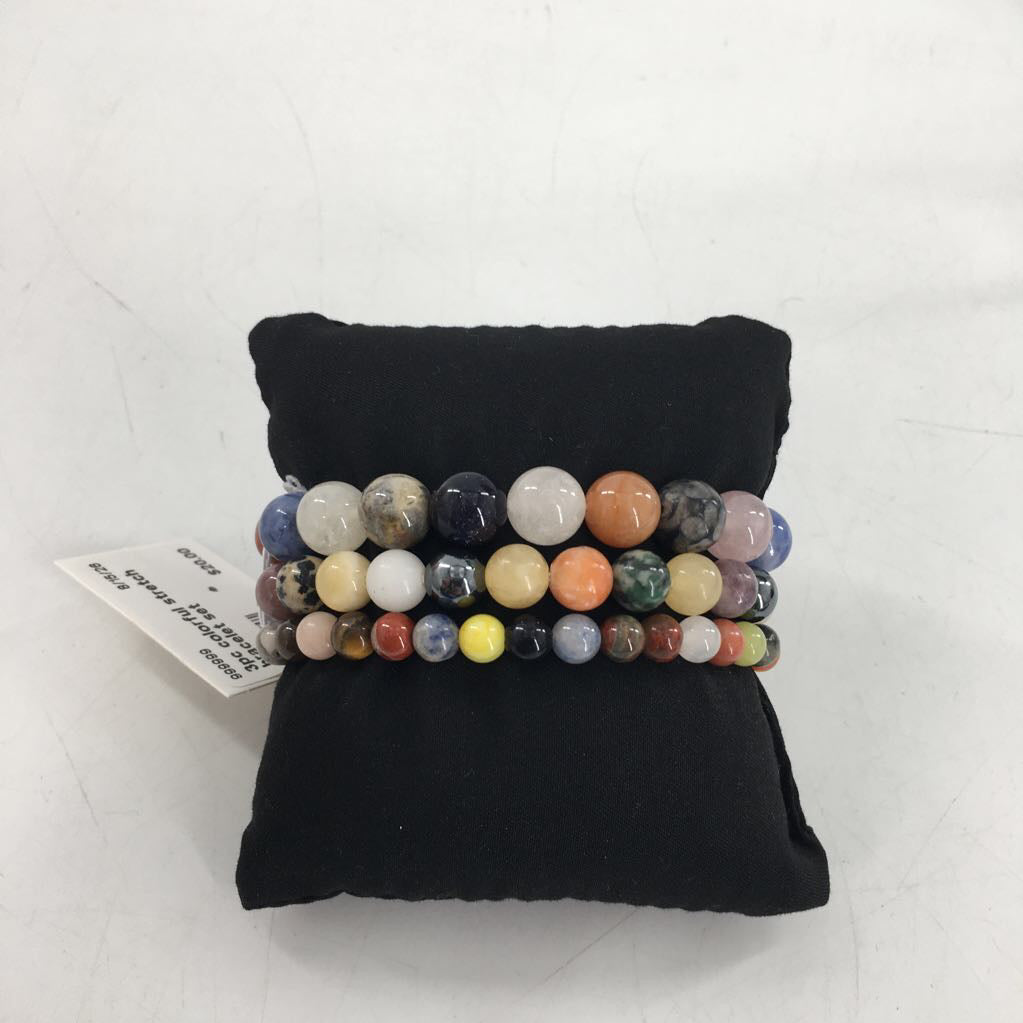 3pc colorful stretch bracelet set