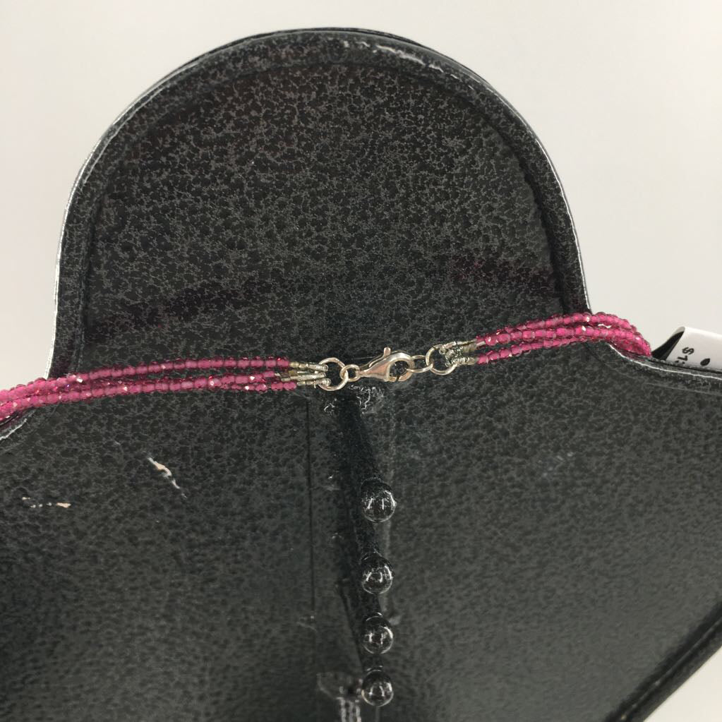 9" magenta crystal multi-strand necklace