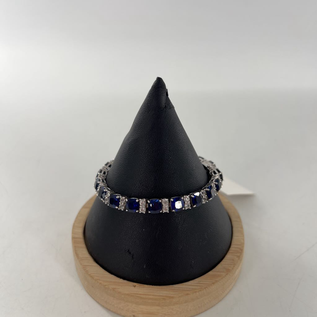 .925 silver & navy stone cz bracelet