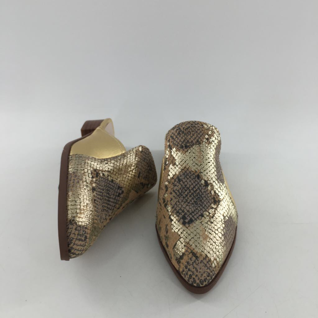 6 python metallic slip-on mules