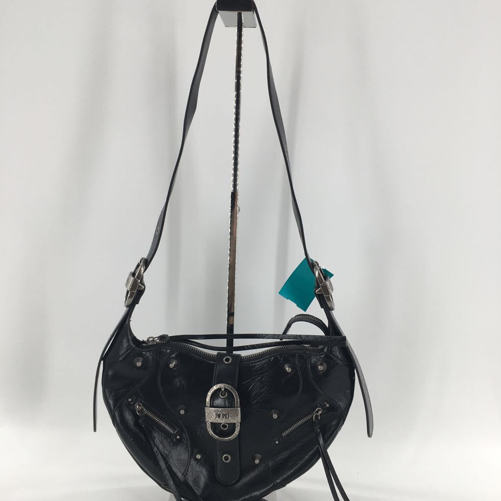crinkled vegan leather embelished shoulder bag