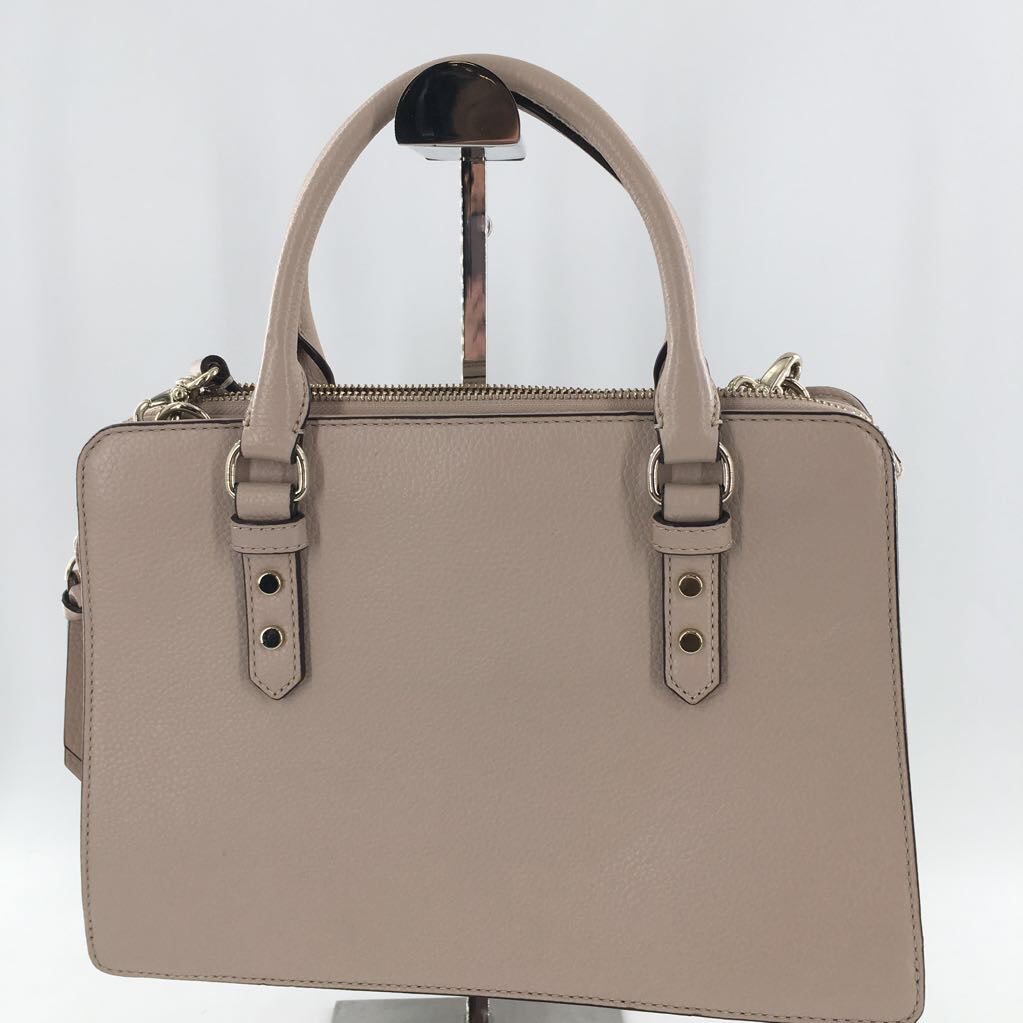 pebbled leather triple compartment satchel