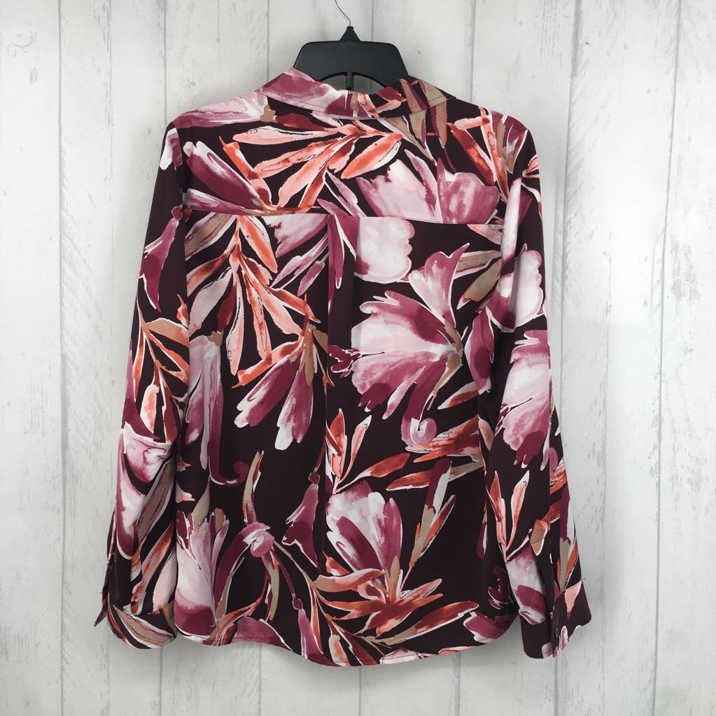 M flo print button down l/s top