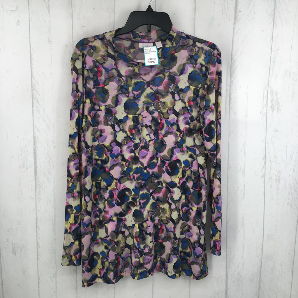 L mesh flo print l/s top