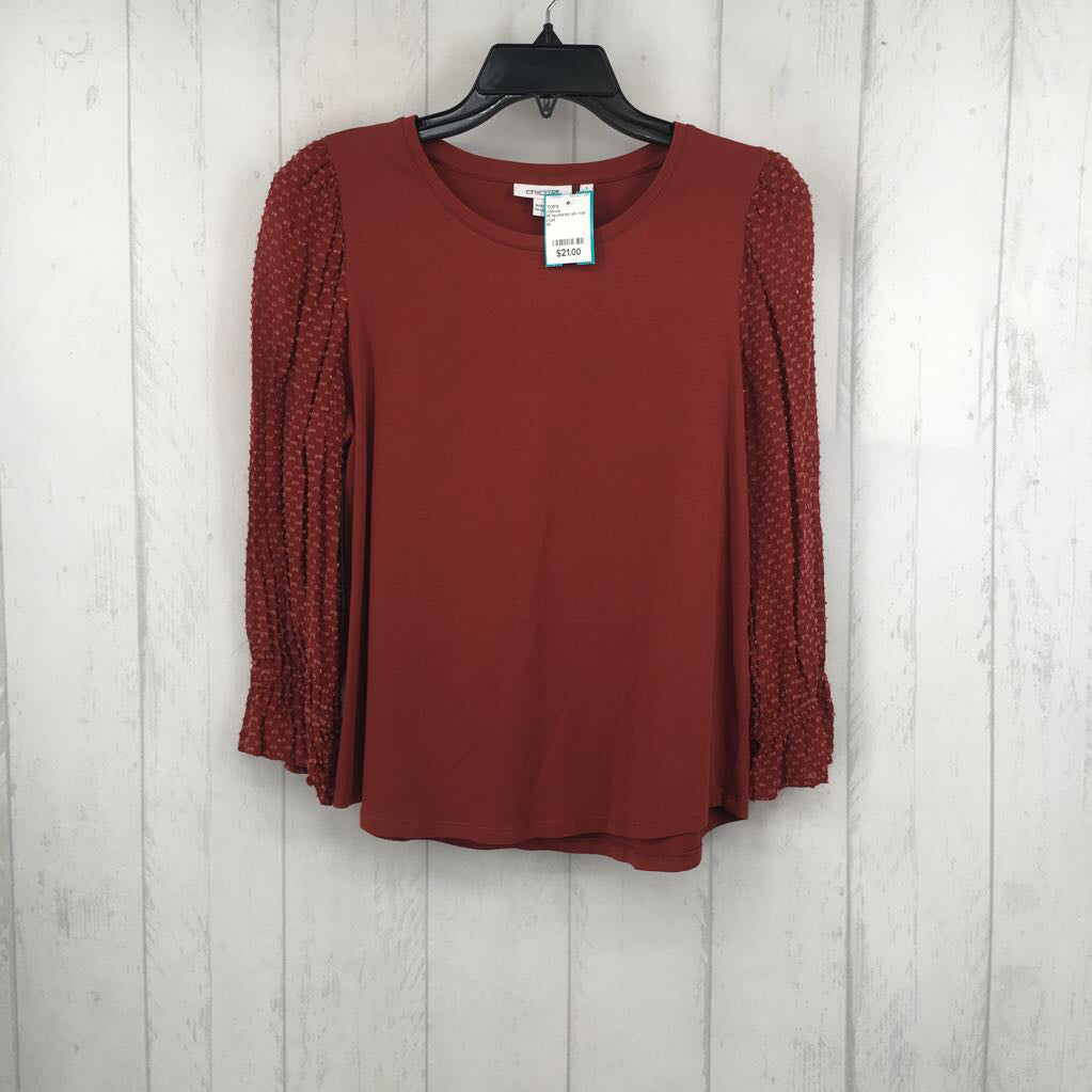 M textured slv top 3/4 slv