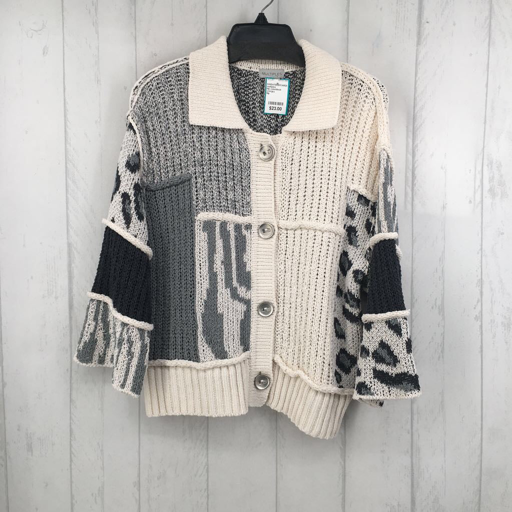Mp colorblock button down sweater