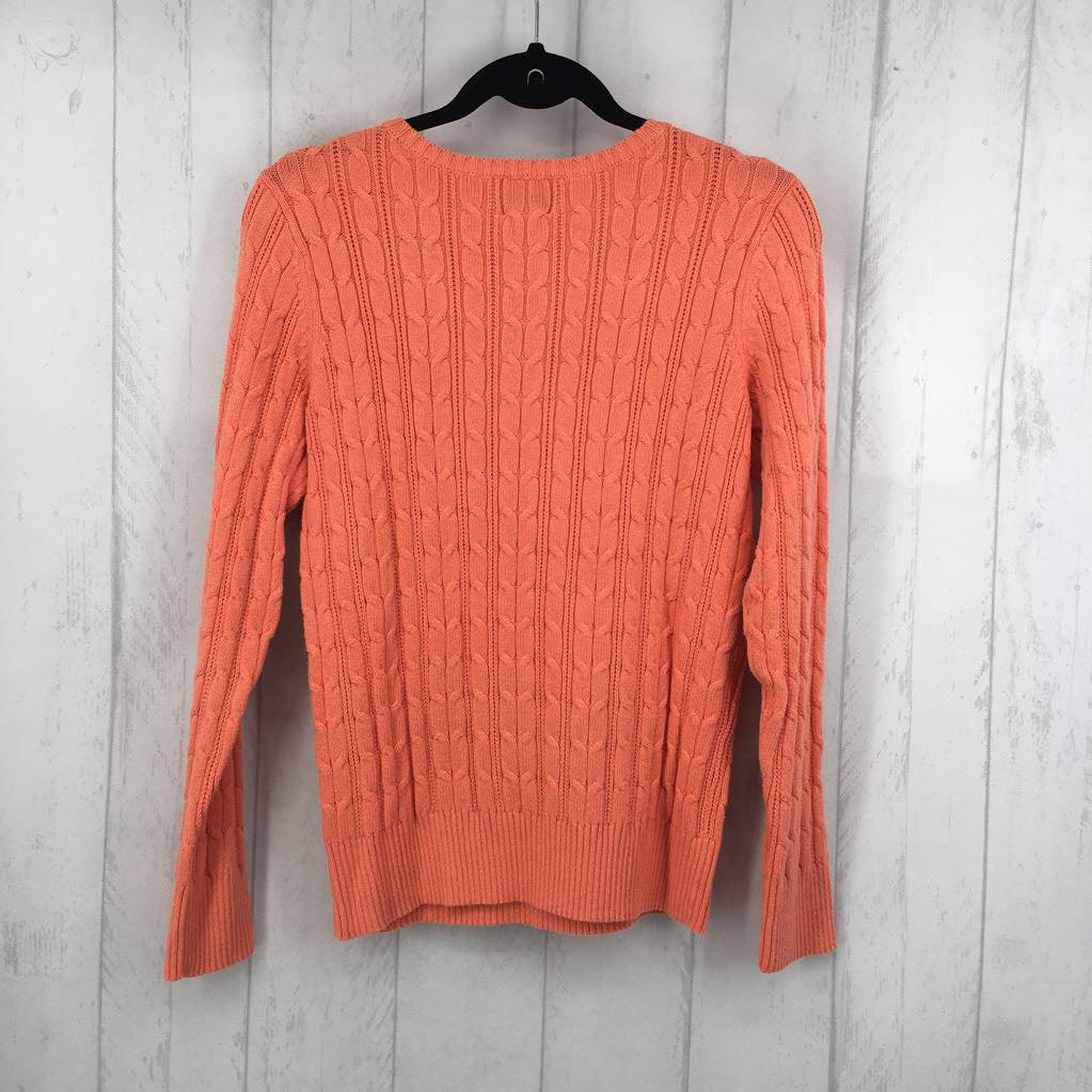 L cable knit v-neck sweater
