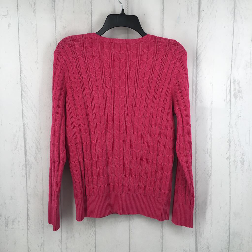 L cable knit v-neck sweater