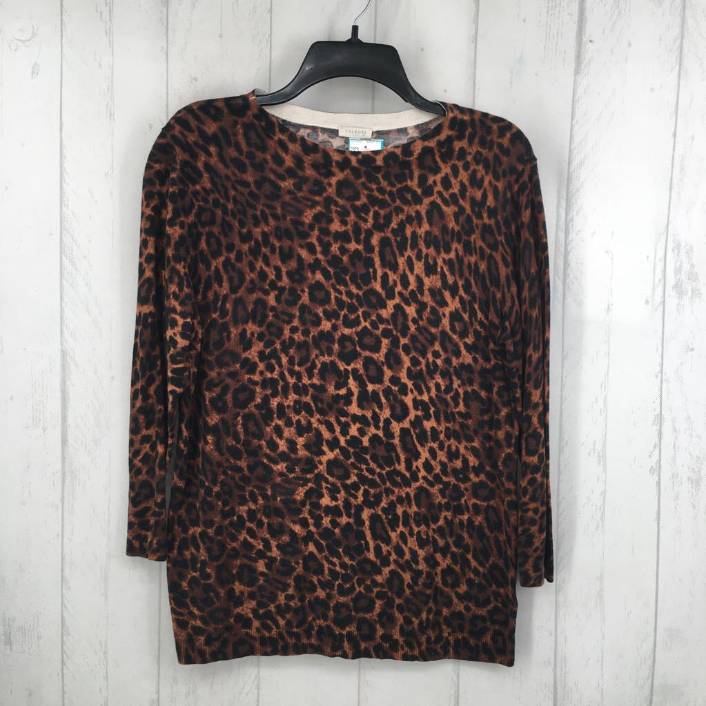 L animal print l/s knit top