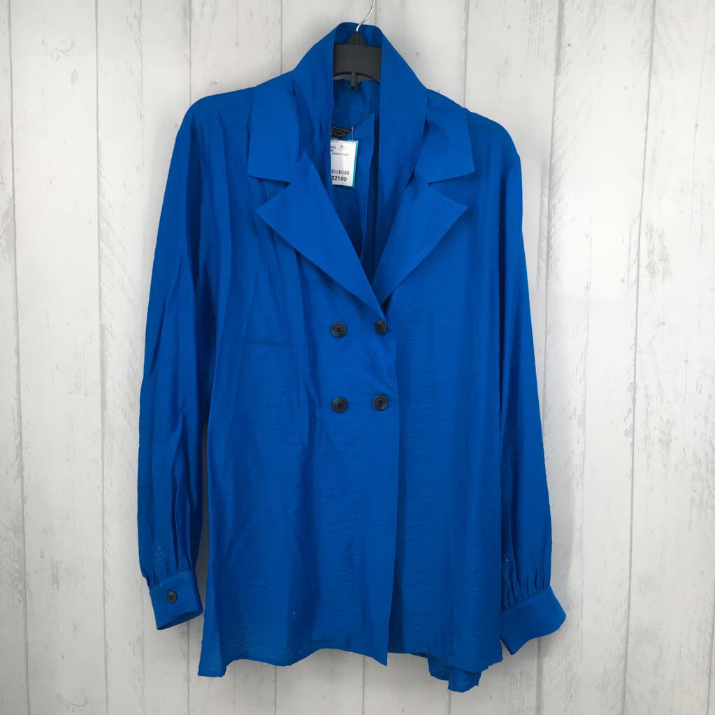 XL button front belted l/s top