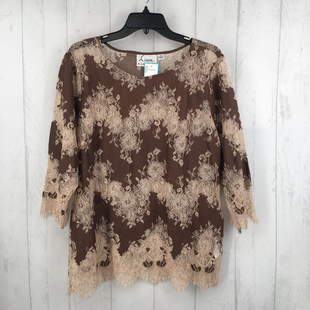 14 lace floral 3/4 slv top