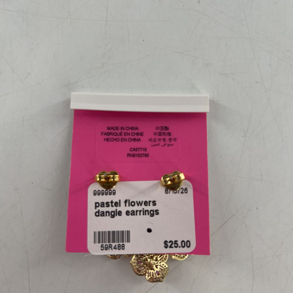 pastel flowers dangle earrings