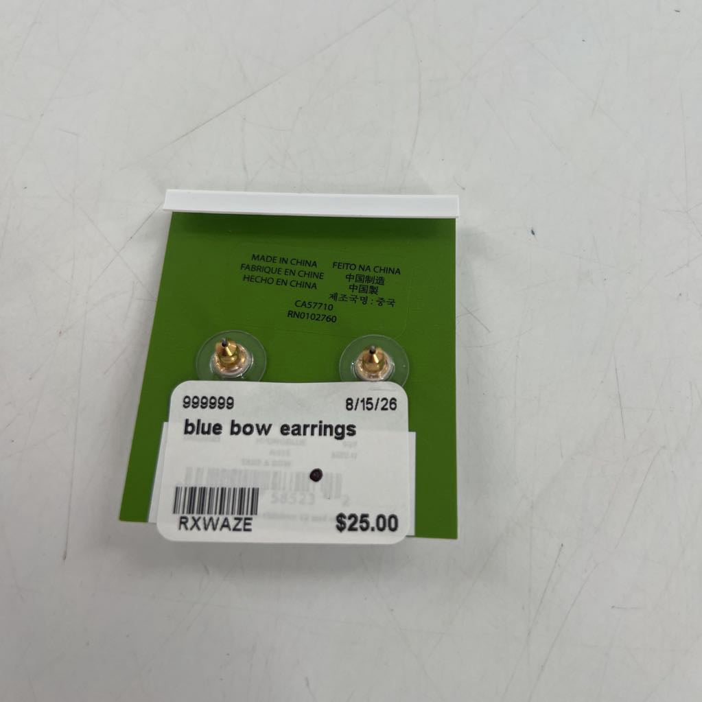 blue bow earrings