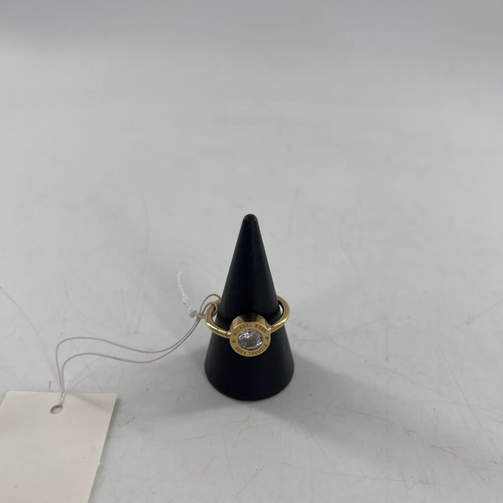 sz8 gold round stone signature ring
