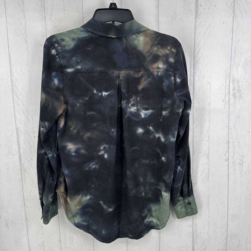 XS tie-dye button down l/s top