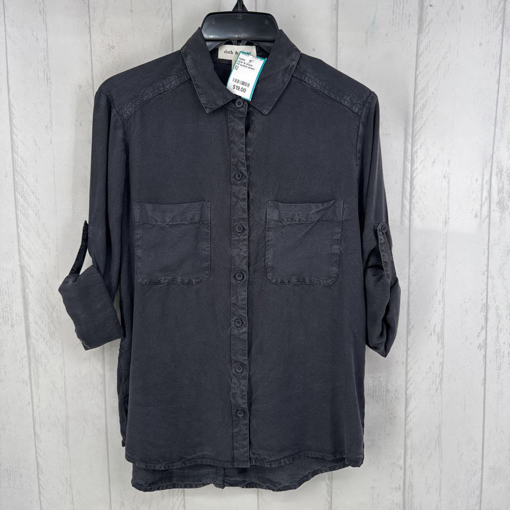 XS button down tab slv top
