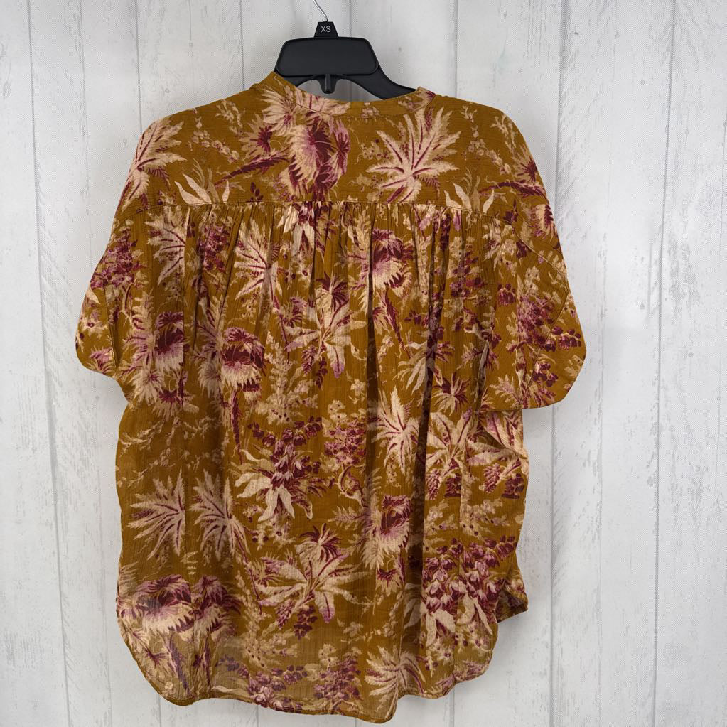 XXS/XS flo print button down s/s top