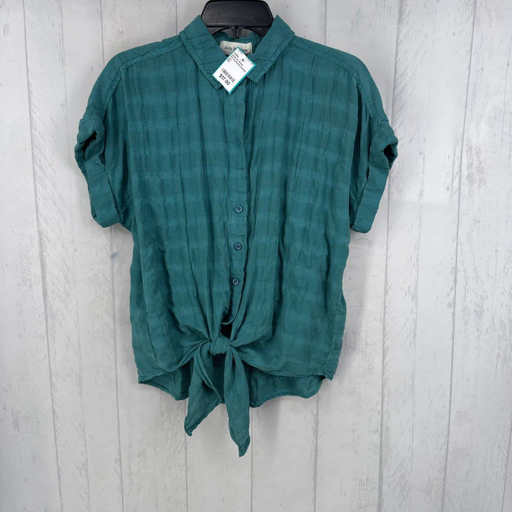 XS textured button down s/s top