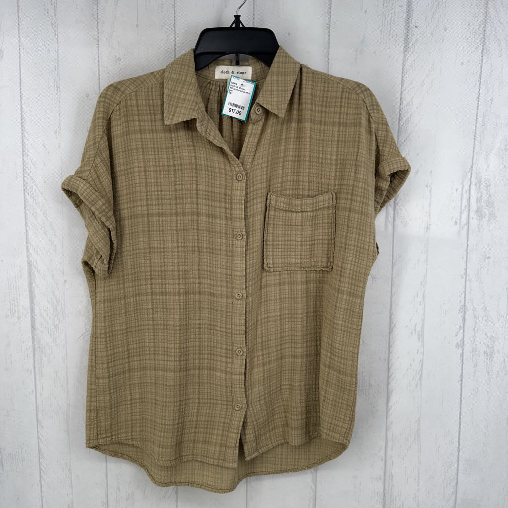 XS textured button down s/s top