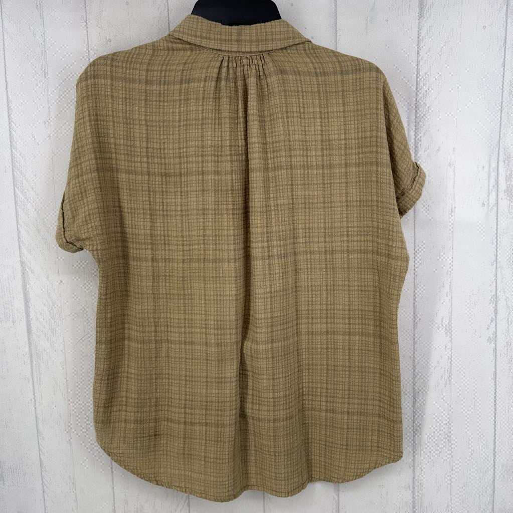 XS textured button down s/s top
