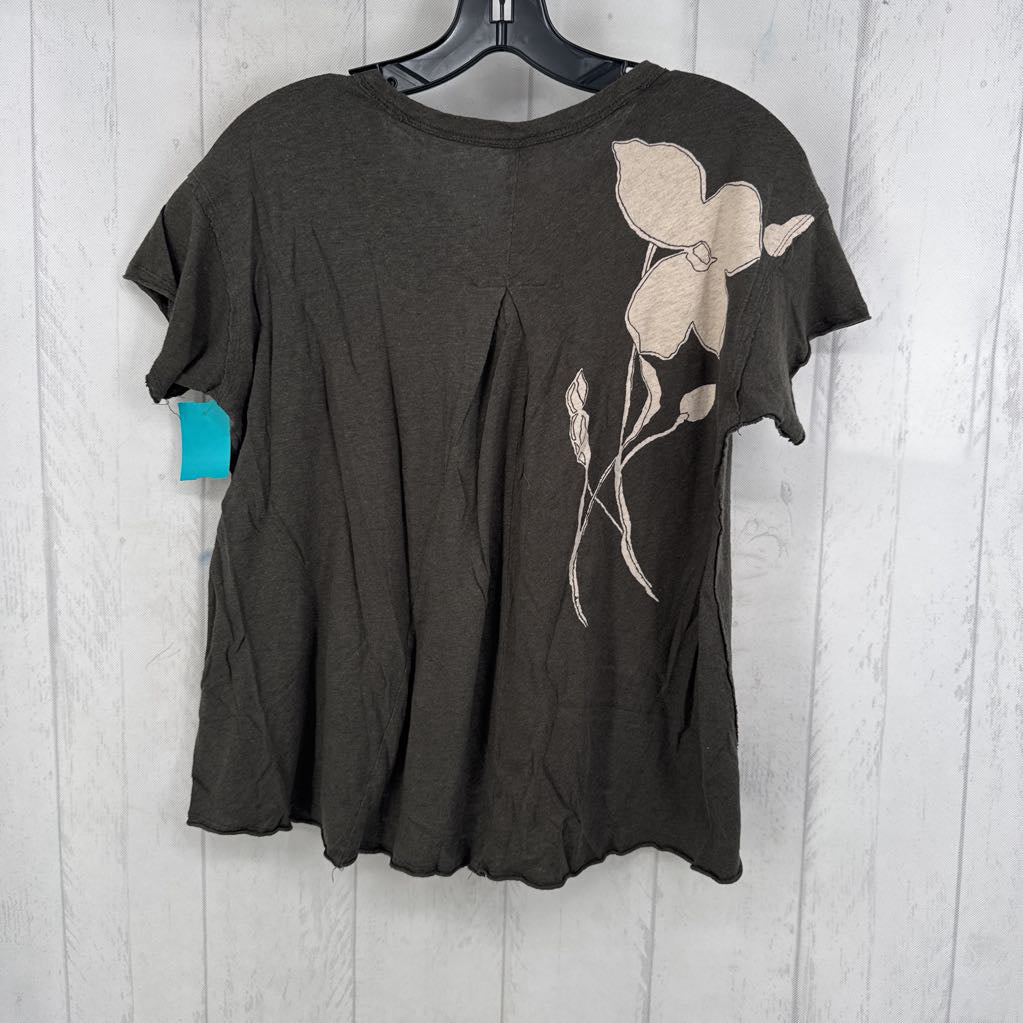 XXS linen blend flo print s/s tee