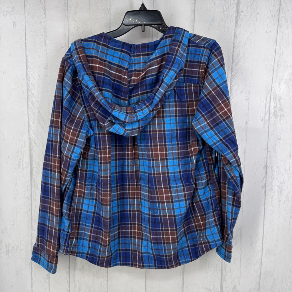 M plaid zip up l/s top