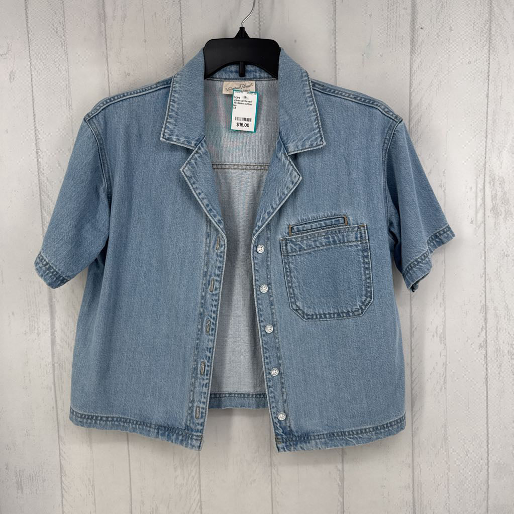 XS denim button down s/s top