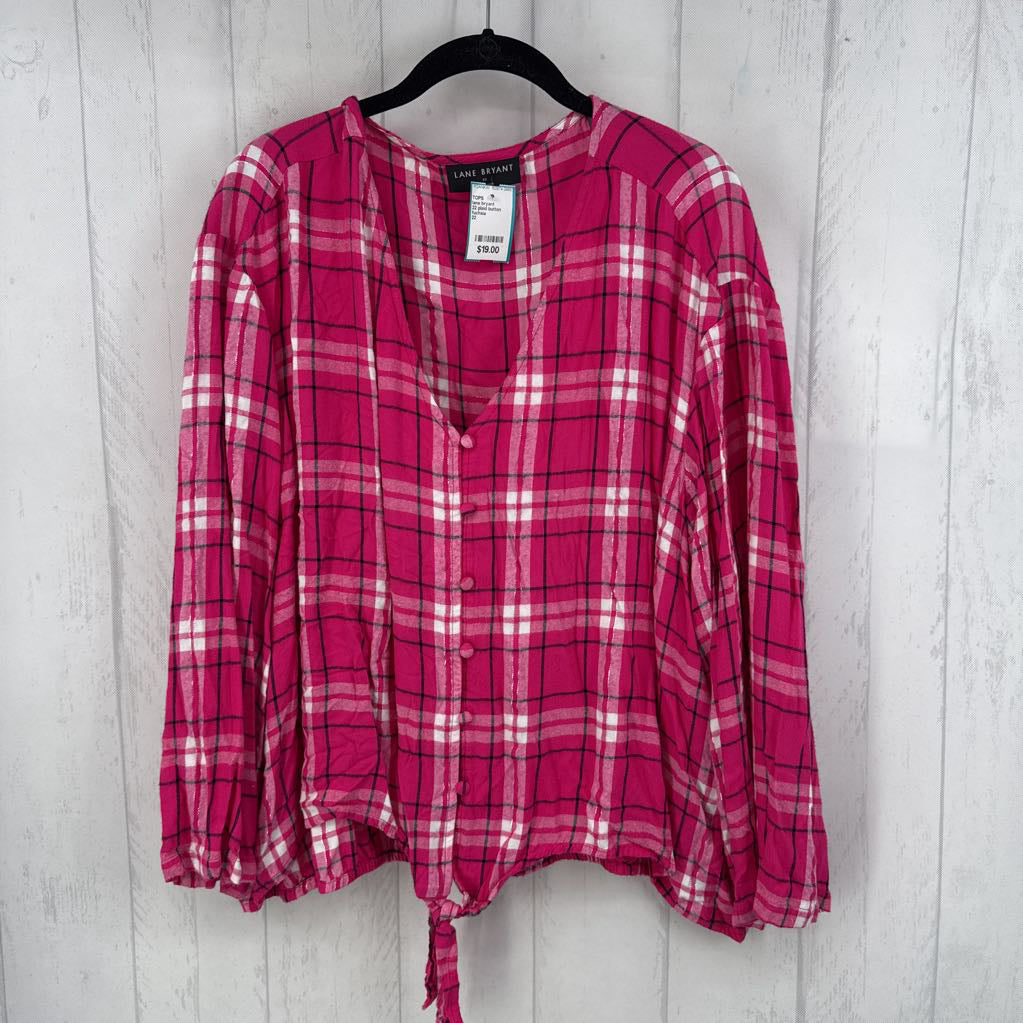 22 plaid button front l/s top